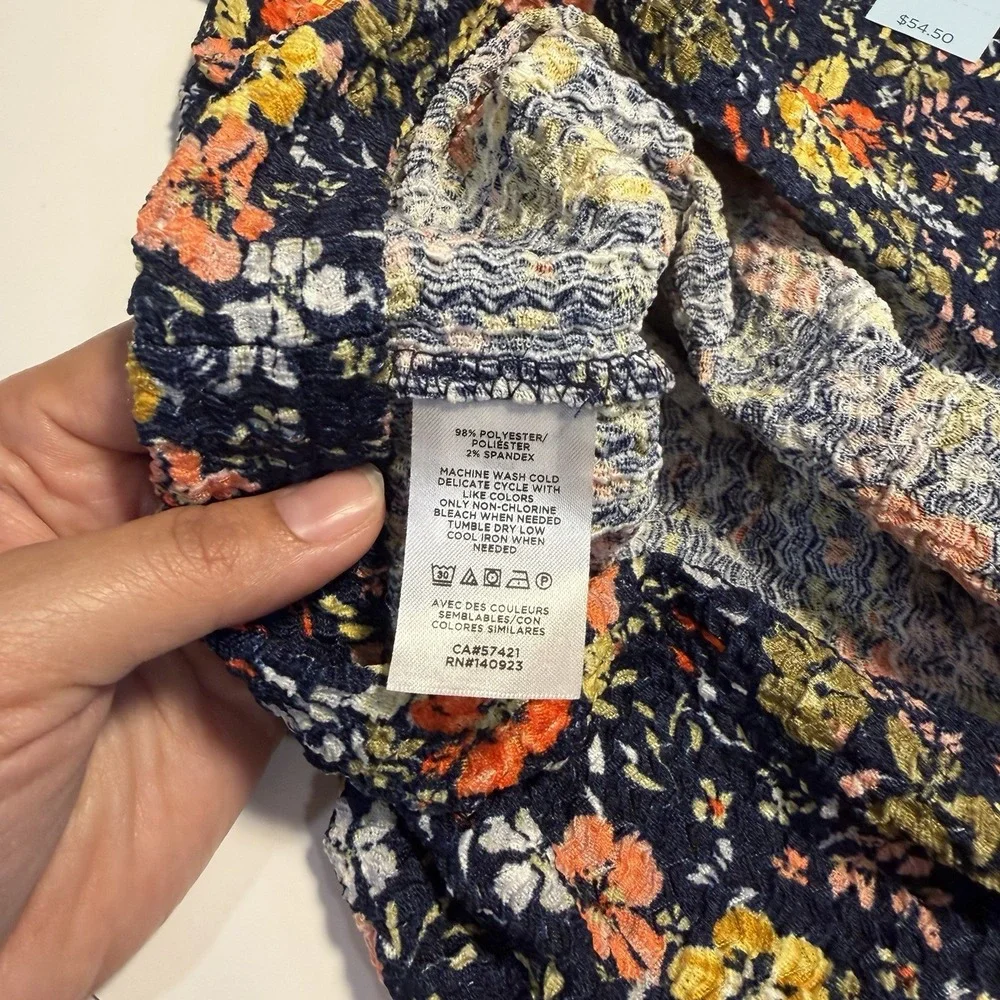Loft Puff Long Sleeve Navy Floral Petite S Fall Peasant Coquette Preppy NWT